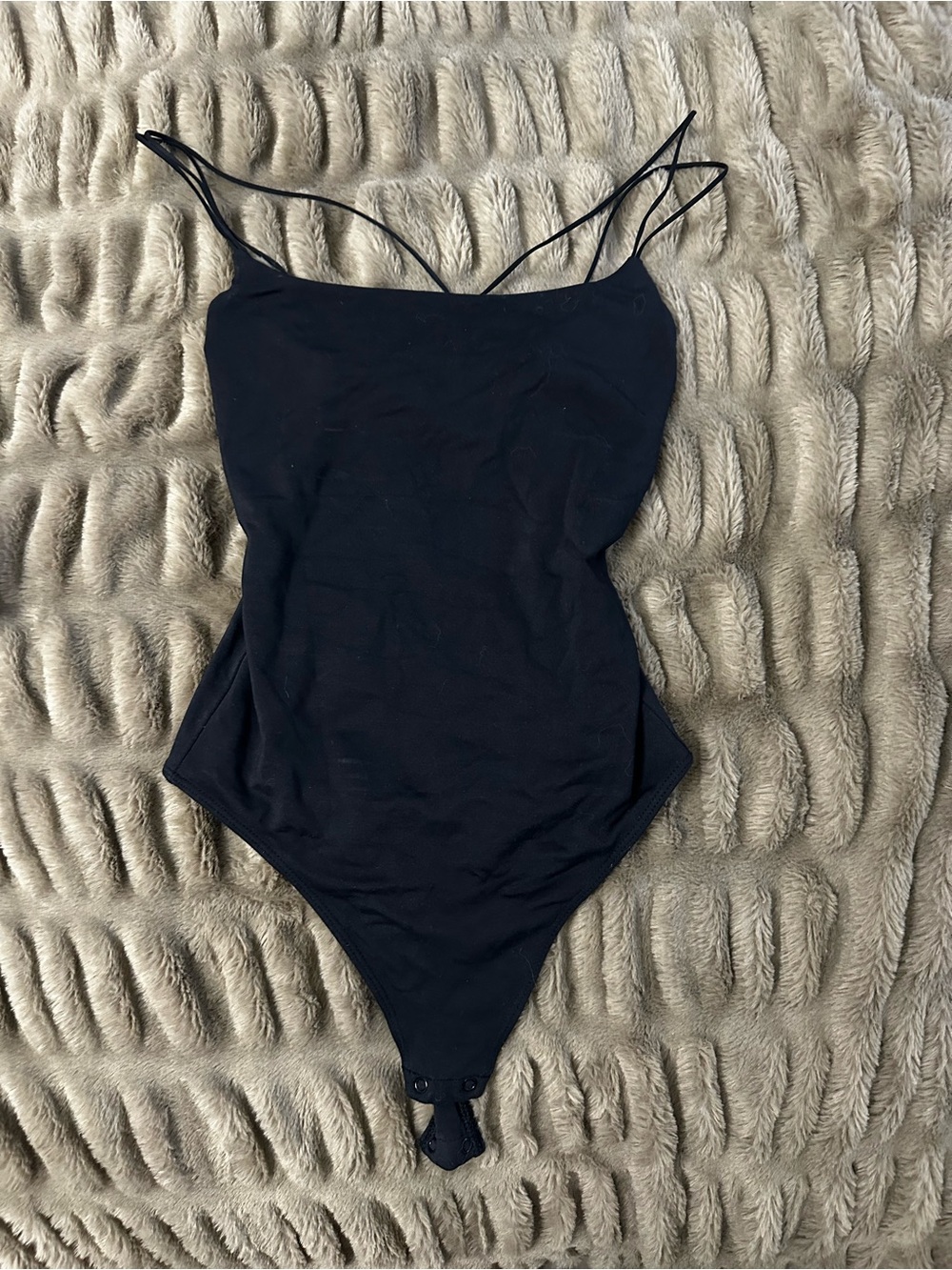 Babaton Black Spaghetti Strap Bodysuit